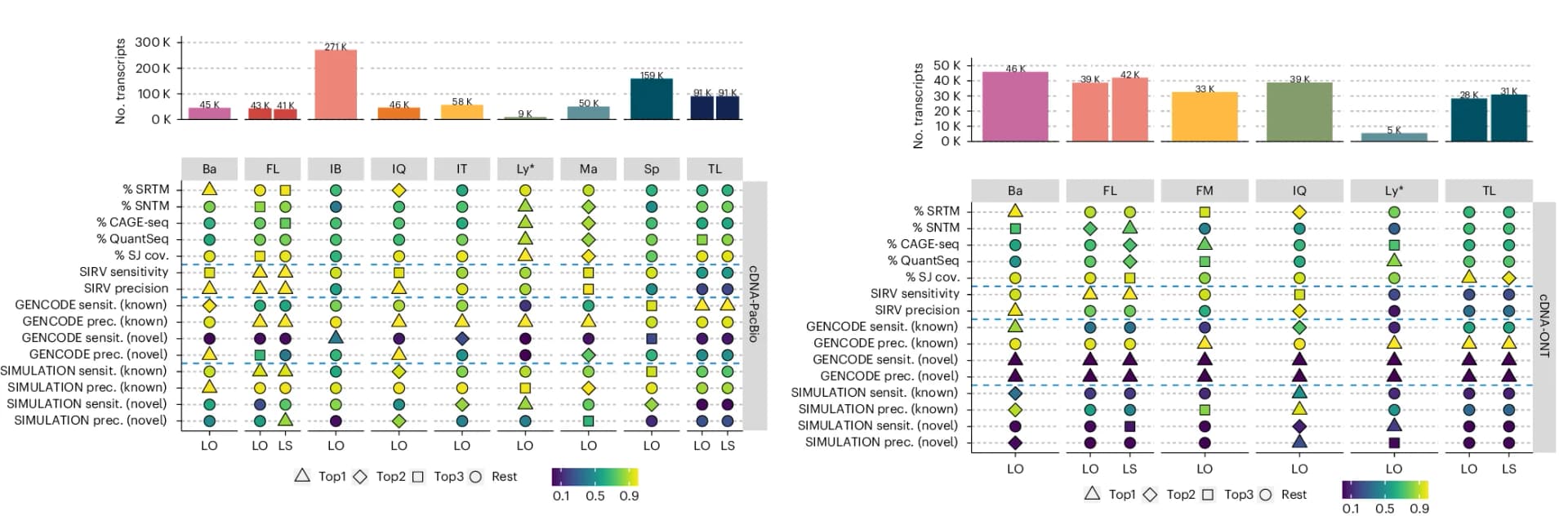 Open access visualization of Bar Plot, Scatter Plot, Performance Metrics, Tools, cDNA-PacBio