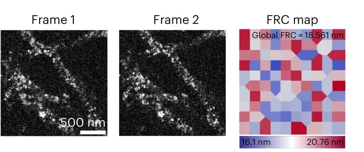 Open access visualization of Microscopy, Heatmap, Resolution, FRC Resolution Analysis, Confocal Image