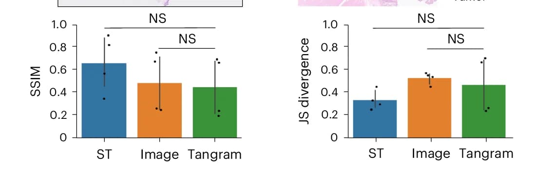 Open access visualization of Bar Plot, Error Bars, Decomposition Accuracy, Cell Types, Spatial Transcriptomics