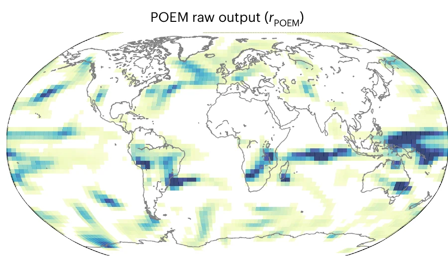 Open access visualization of Geo Map, Precipitation, POEM ESM, Native Resolution, Unpaired Data