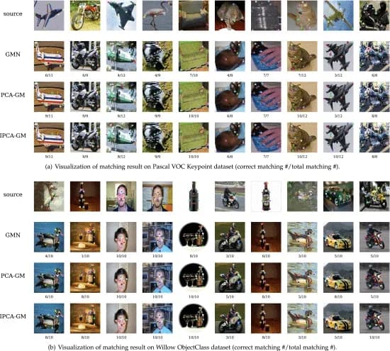 Open access visualization of Photo, Pascal VOC Keypoint, Source Image, GMN Result, PCA-GM Result