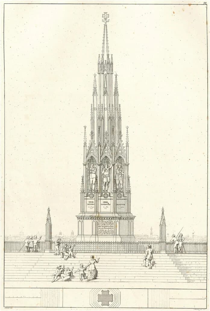 Open access visualization of Illustration, Engraving, Karl Friedrich Schinkel, Das Krieges-denkmal, Architecture