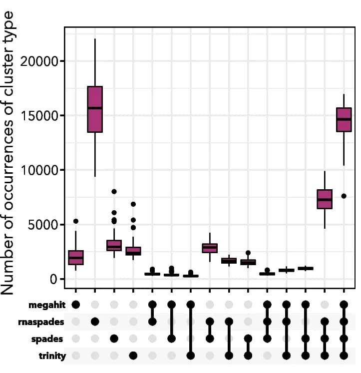 Open access visualization of Box Plot, UpSet, Contigs, Assemblers, rnaSPAdes