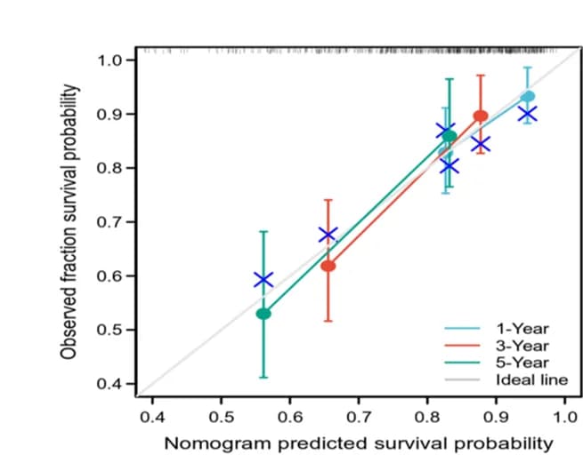 Open access visualization of Line Plot, Error Bars, Calibration Plot, Nomograms, Overall Survival