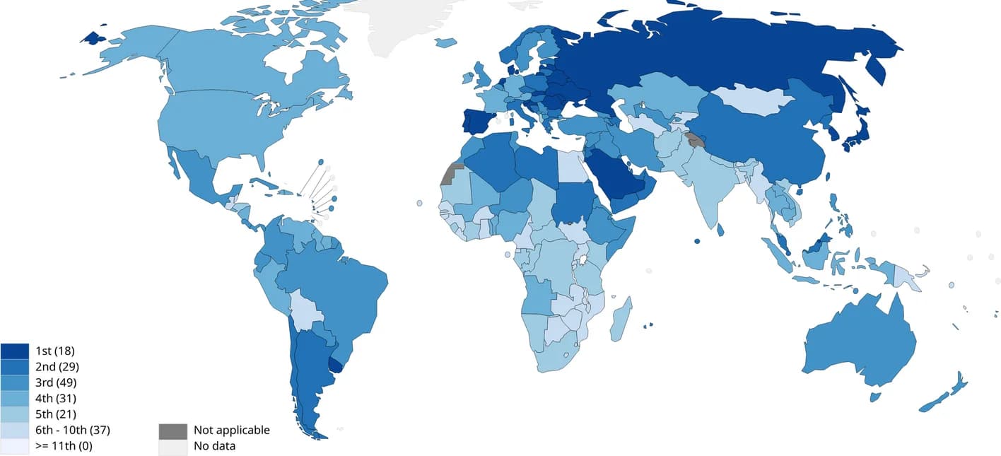 Open access visualization of Geo Map, CRC, WHO, Incidence Rank