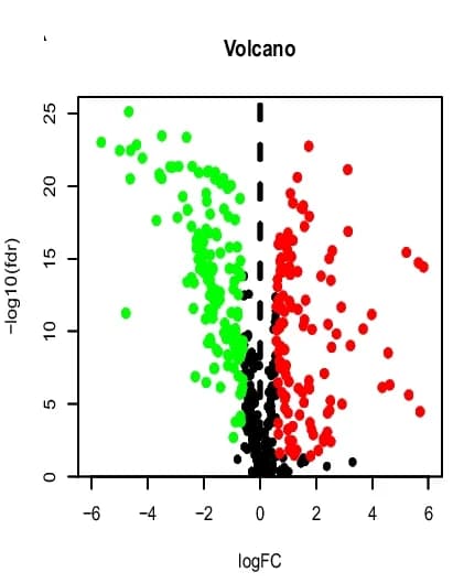 Open access visualization of Volcano Plot, Volcano Map, Bacterial Response, Upregulated Genes, Downregulated Genes