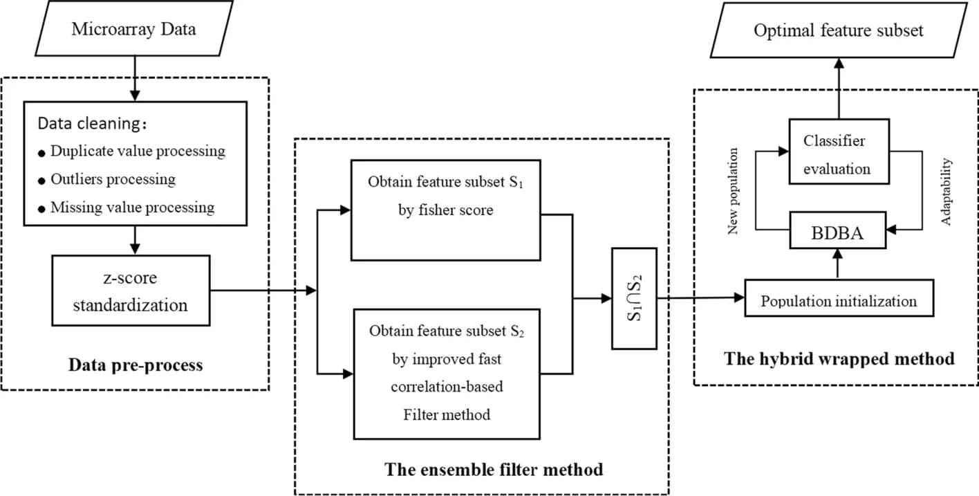 Open access visualization of Workflow, Flowchart, Feature Selection Algorithm, Data Preprocessing, Ensemble Filter Method