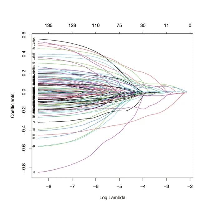 Open access visualization of Line Plot, LASSO regression, Risk model