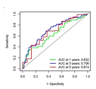 Open access visualization of Line Plot, AUC, ROC Curve, Predictive Efficacy, Overall Survival