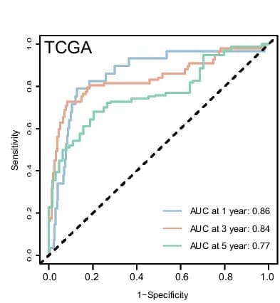 Open access visualization of Line Step, ROC Curve, Risk Score, Follow-up, TCGA-LGG