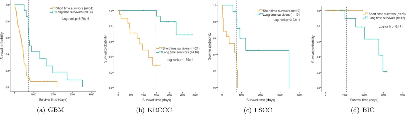 Open access visualization of Line Step, Survival Curve, Kaplan-Meier curves, Cancer prognosis, Median cut-off