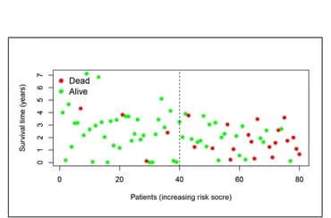 Open access visualization of Scatter Plot, Risk Curves, High-risk Patients, Low-risk Patients, Deaths