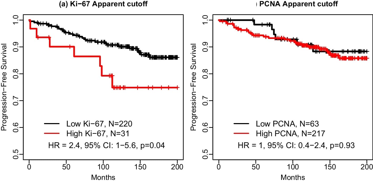 Open access visualization of Line Plot, Line Step, Survival Curve, Progression-Free Survival, PCNA