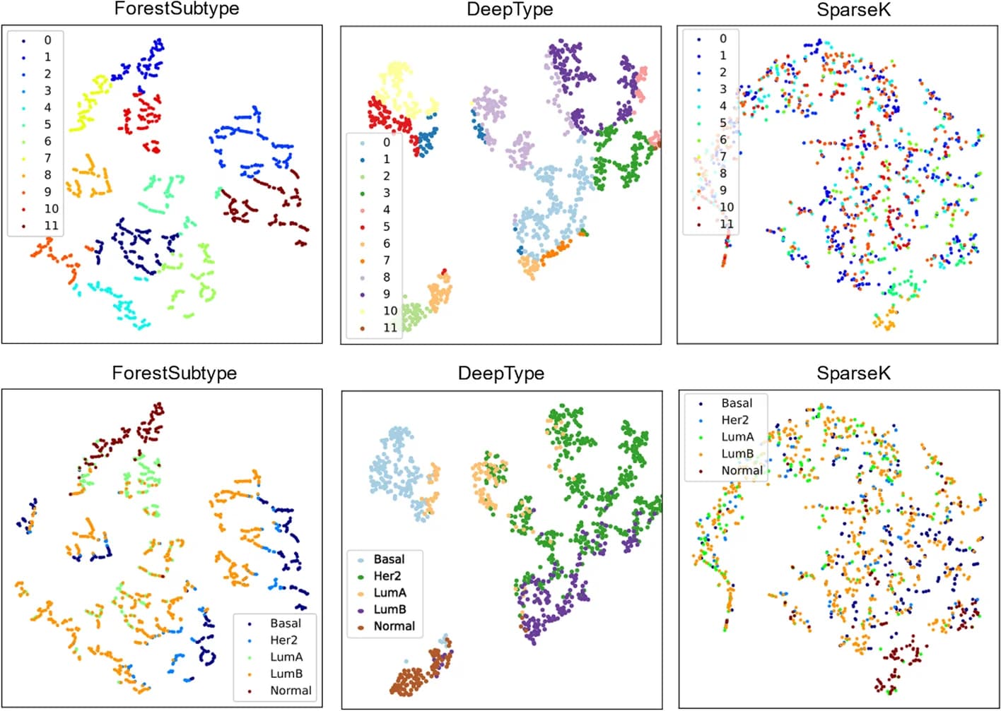 Open access visualization of Scatter Plot, UMAP, Cluster Distribution, Clustering Methods, Subtypes