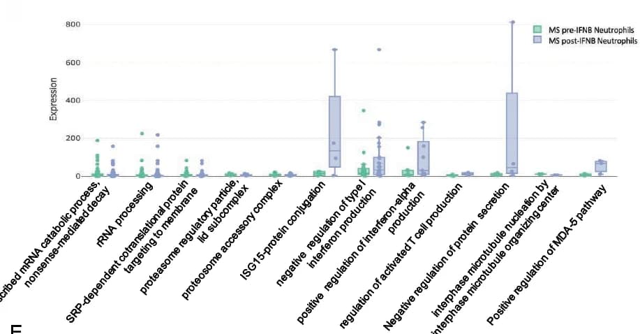 Open access visualization of Box Plot, Scatter Plot, Neutrophils, Differentially Regulated Pathways, IFNb Treatment
