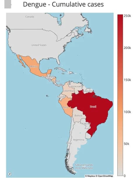 Open access visualization of Geo Map, Dengue Cases, Cumulative Cases, Dynamic Map, Arbovirus Prevalence