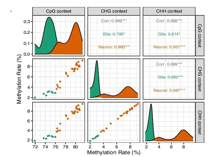 Open access visualization of Scatter Plot, Density Plot, Methylation Rate, Trinucleotide Context, Cell Type