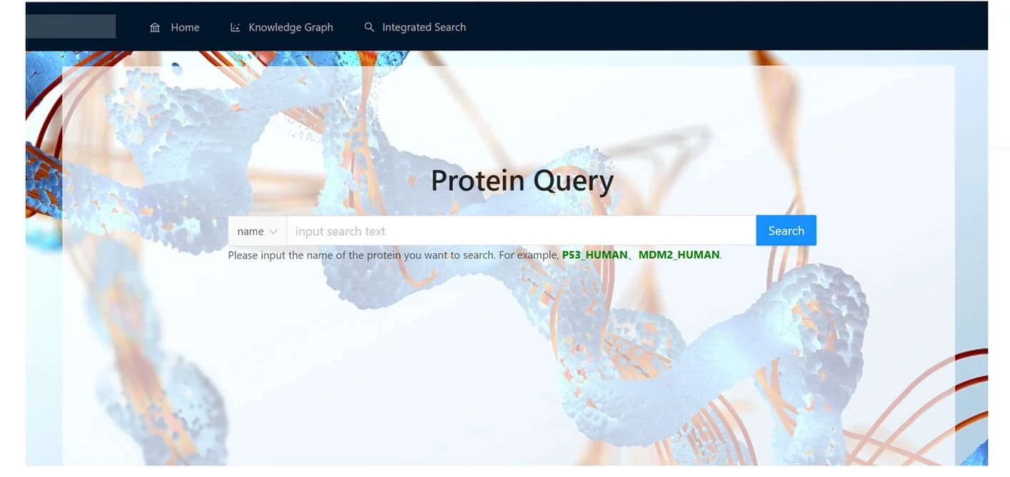 Open access visualization of Protein Structure, PPI Knowledge Graph, P53_HUMAN, Query Page