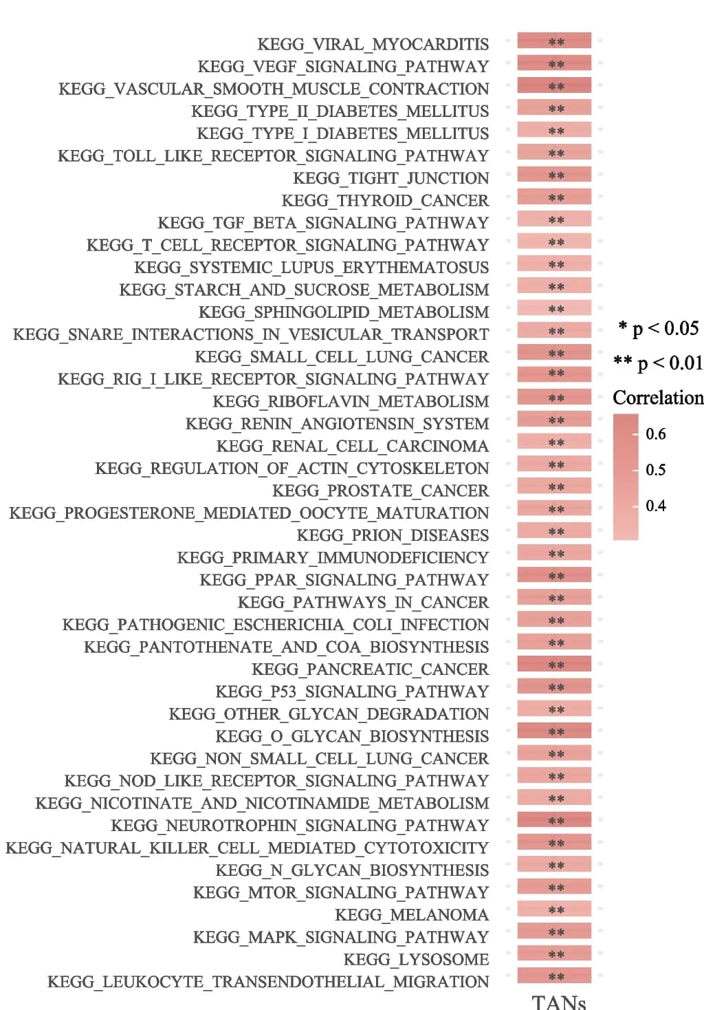 Open access visualization of Heatmap, Hallmark Pathways, TANs Levels, CGGA Cohort, GSVA