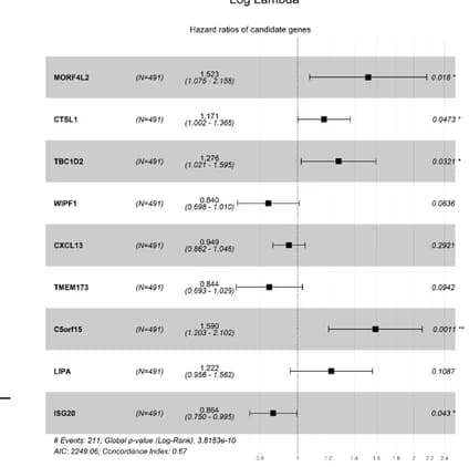 Open access visualization of Forest Plot, Error Bars, Prognostic Model, Multivariate Cox Regression, Hazard Ratios