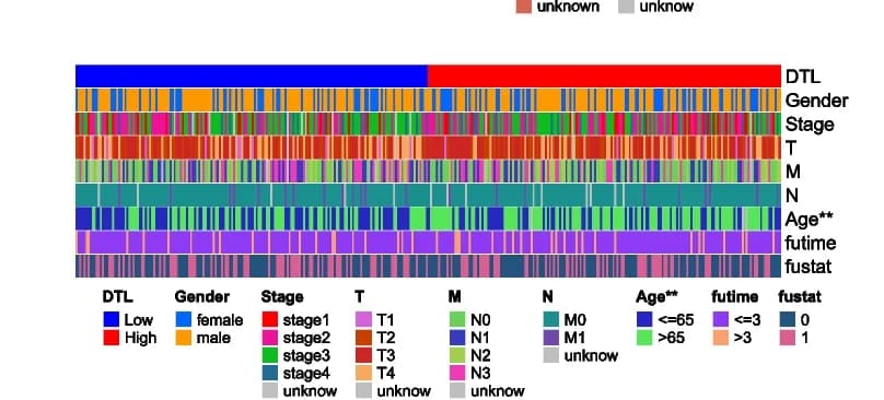 Open access visualization of Heatmap, Clinical index, DTL expression, LIHC, BLCA