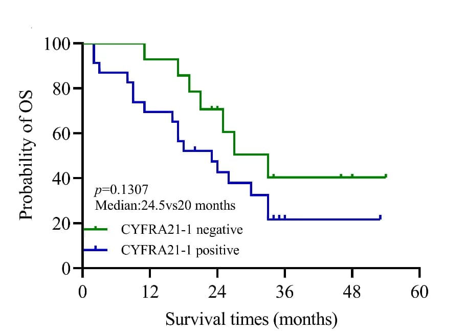 Open access visualization of Survival Curve, Line Step, CYFRA 21-1, NSCLC Patients, EGFR Mutation