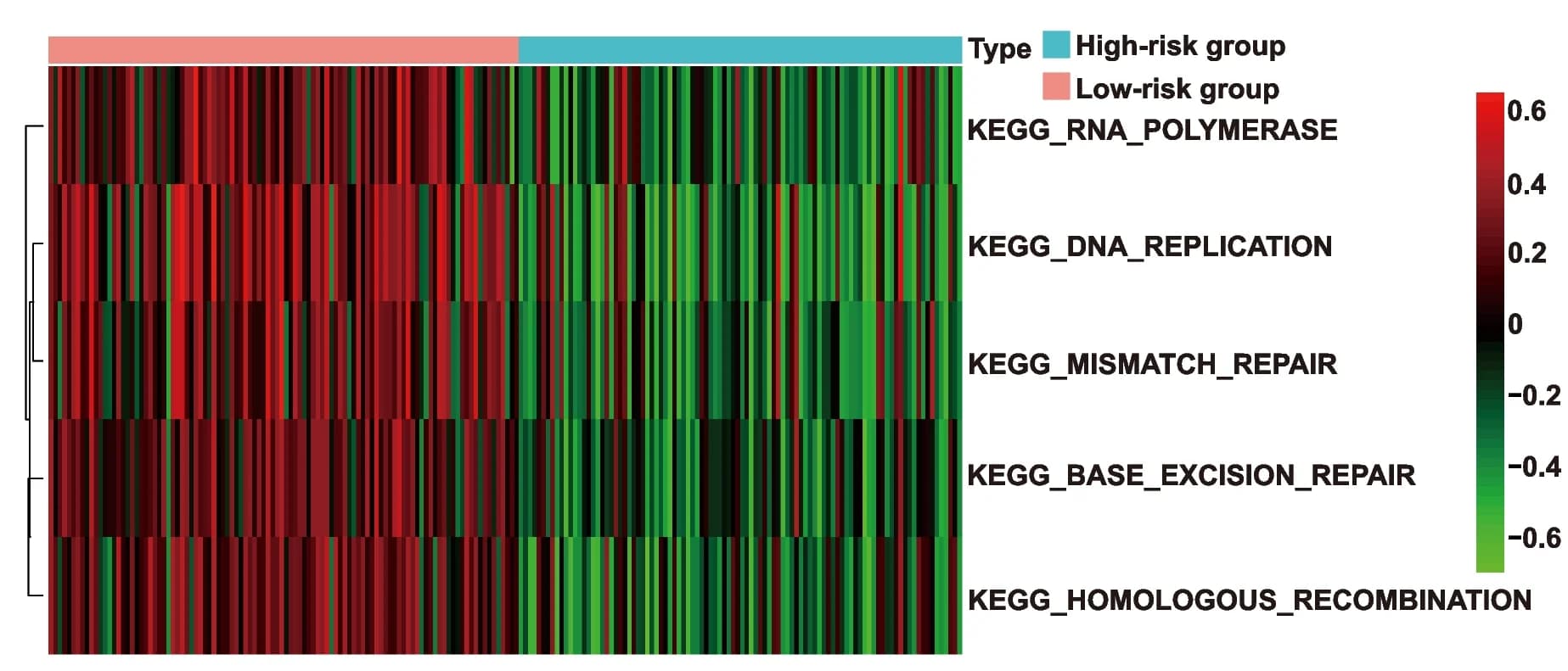 Open access visualization of Heatmap, Clustered, GSVA, KEGG, Downregulated Pathways