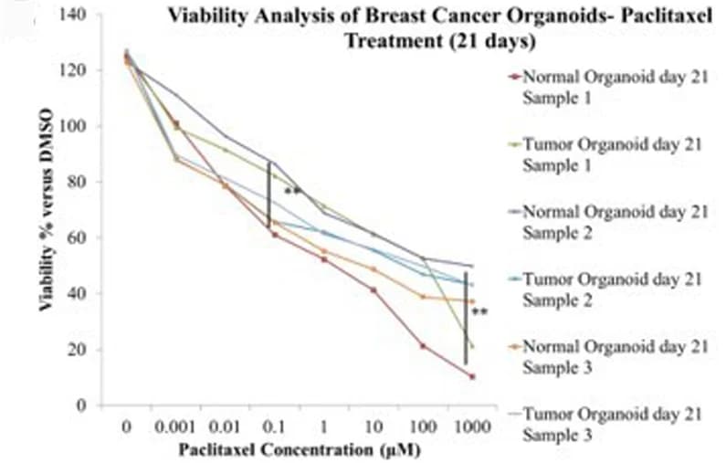 Open access visualization of Line Plot, Error Bars, Dose-Response Curves, Organoids, Paclitaxel
