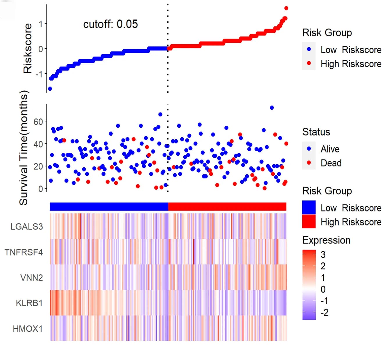 Open access visualization of Heatmap, Scatter Plot, Line Plot, Risk scores, OS status