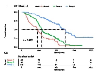 Open access visualization of Survival Curve, Kaplan-Meier Curves, CYFRA21-1