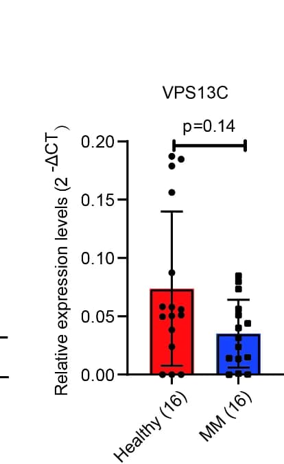 Open access visualization of Bar Plot, Error Bars, Scatter Plot, mRNA expression, VPS13C