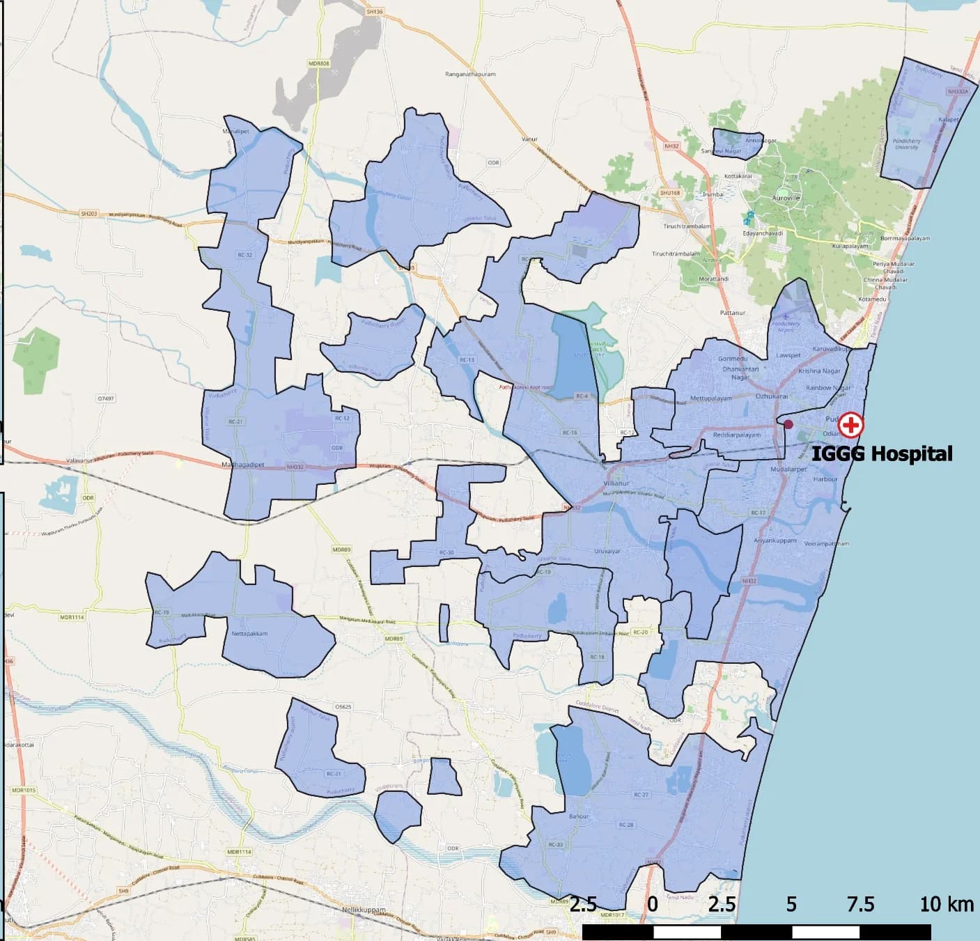 Open access visualization of Geo Map, Puducherry, District, Geographical Area