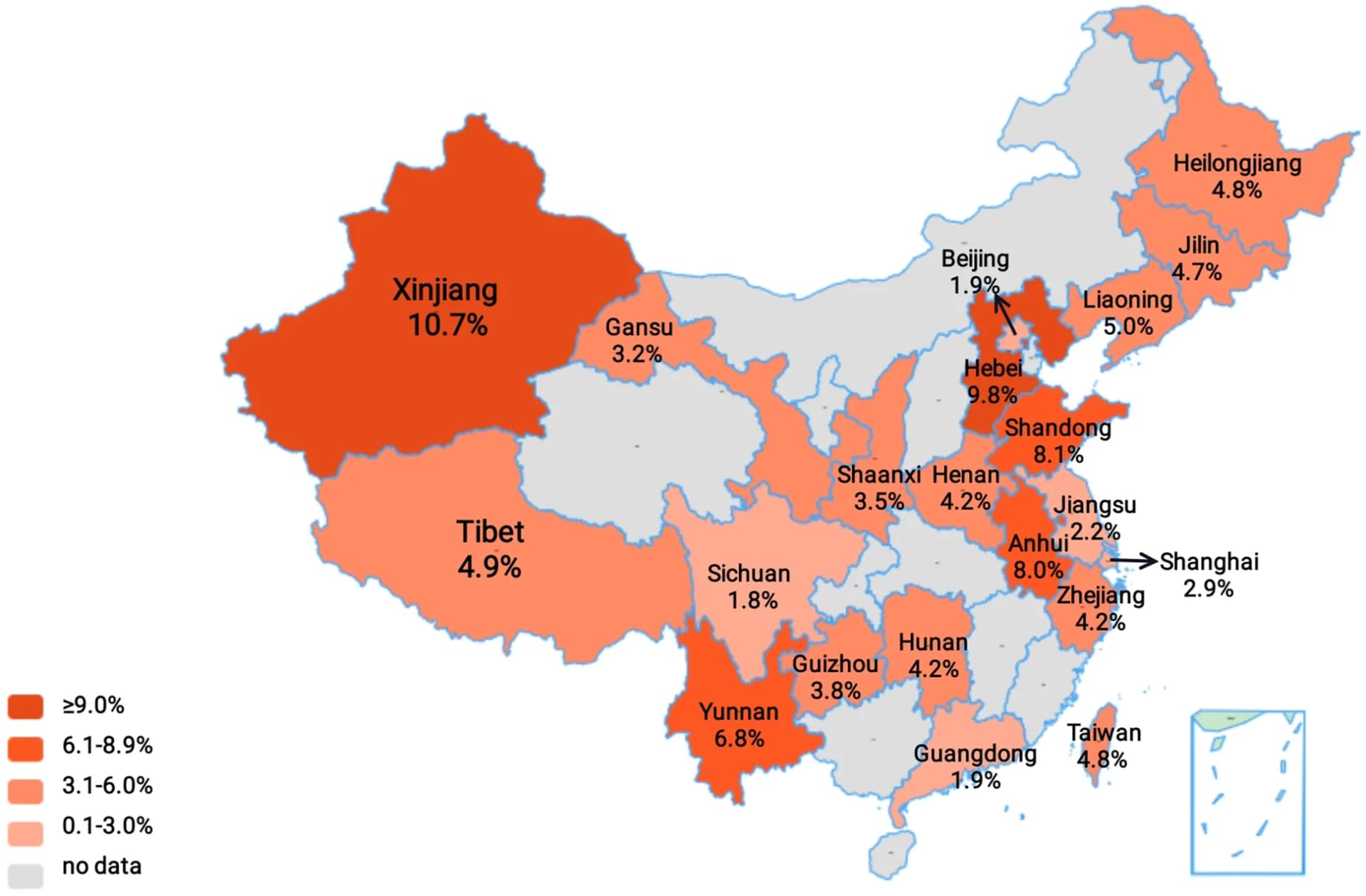 Open access visualization of Geo Map, ARLD, China, Provinces, Prevalence