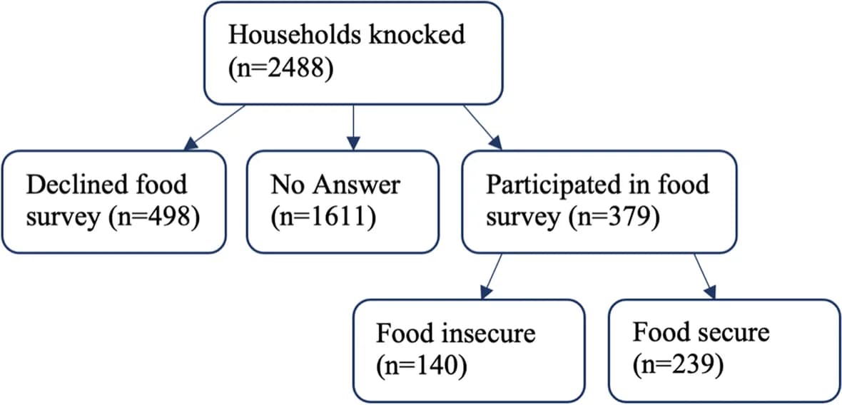 Open access visualization of Flowchart, Sample Population, Food Insecurity Survey, Screening