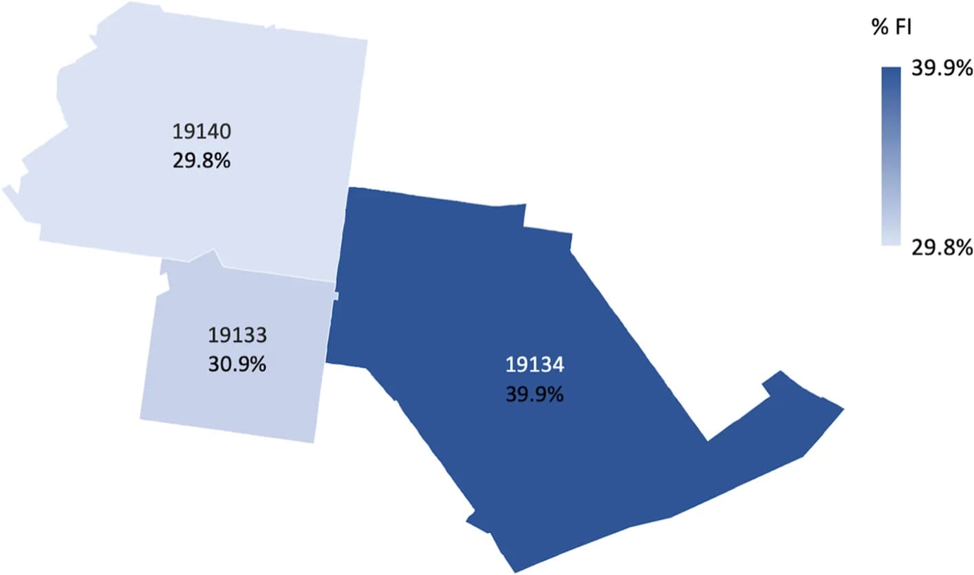 Open access visualization of Geo Map, Food Insecurity, Zip Code, Prevalence