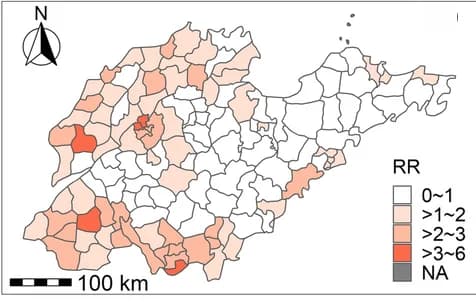 Open access visualization of Geo Map, Relative Risks, Posterior Probability, Maps, Districts