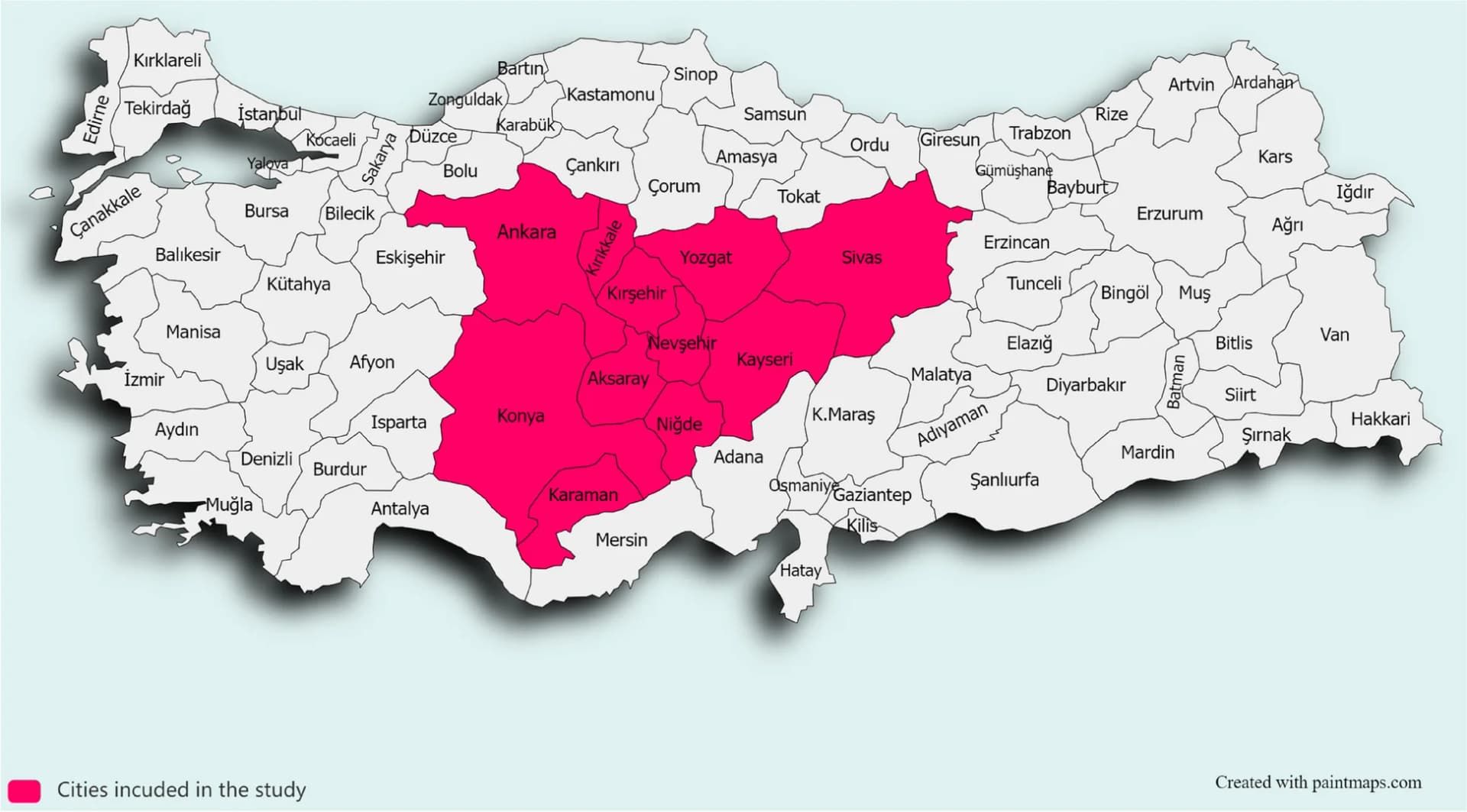 Open access visualization of Geo Map, West Anatolia, Central Anatolia, Türkiye, Cities