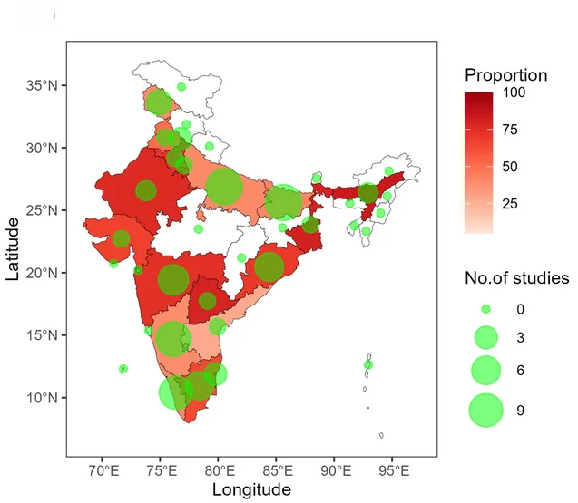 Open access visualization of Geo Map, School Going Children, Anemia, Spatial Distribution, Prevalence