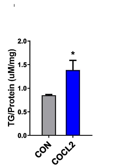 Open access visualization of Bar Plot, Error Bars, TG contents, CON, COCL2-treated