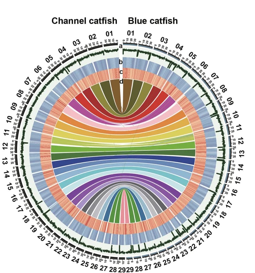 Open access visualization of Chord, Channel Catfish, Blue Catfish, Genome, GC Content