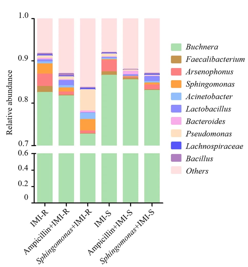 Open access visualization of Stacked Bar Plot, Histogram, Relative abundance, Bacterial genera, Gut symbiont