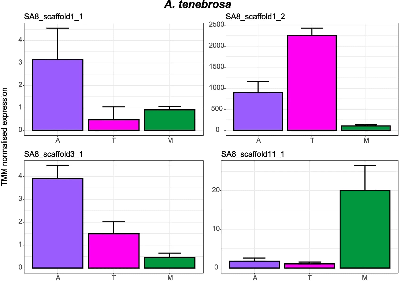 Open access visualization of Bar Plot, Error Bars, Gene Expression, Tissue Specificity, Anatomical Structure