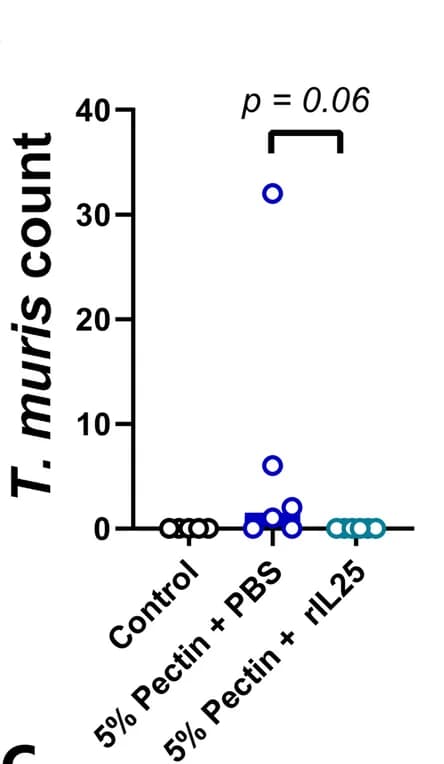 Open access visualization of Scatter Plot, Worm Burdens, T. muris, Control Diet, Pectin