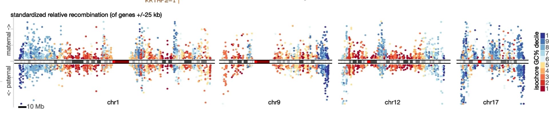 Open access visualization of Scatter Plot, Manhattan Plot, Recombination Rate, Gene, GC Content