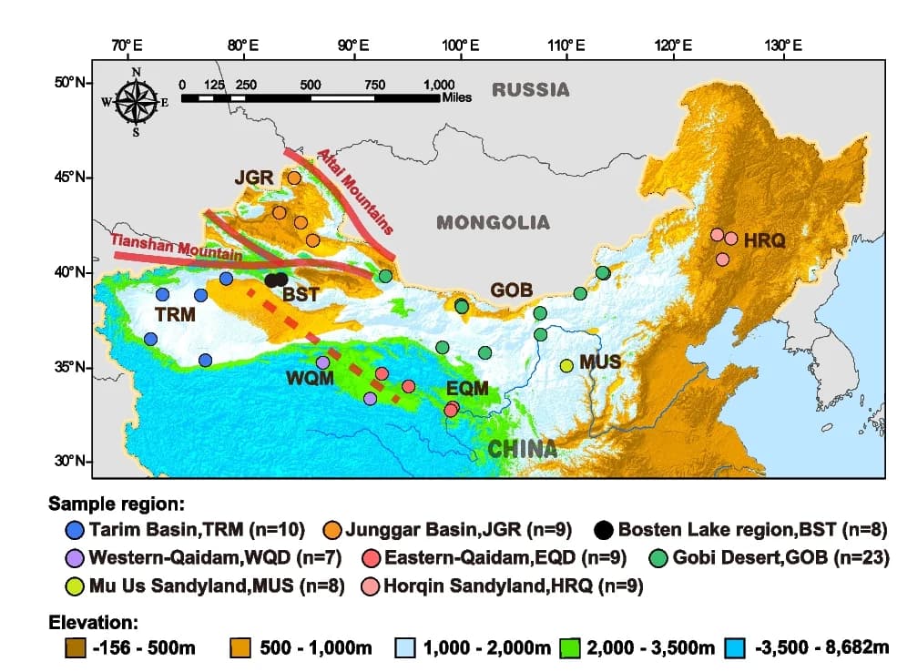 Open access visualization of Geo Map, Sampling Sites, Geographical Populations, Elevation