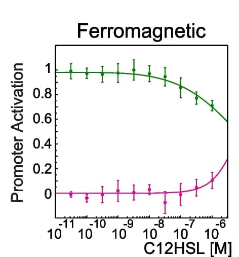Open access visualization of Line Plot, Error Bars, Fluorescent Protein Synthesis, E. coli Cells, Ferromagnetic