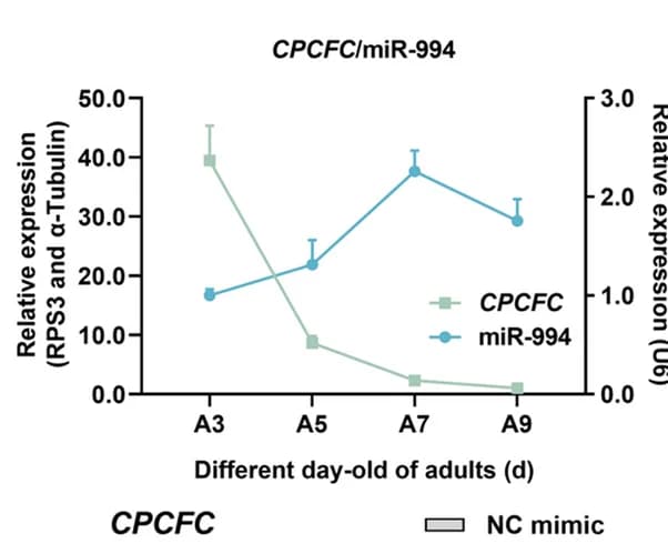 Open access visualization of Line Plot, Error Bars, Expression Profiles, miR-994, CPCFC