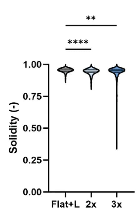 Open access visualization of Violin Plot, Nucleus Solidity, Topographical Changes, Violin Plots, Flat Gel
