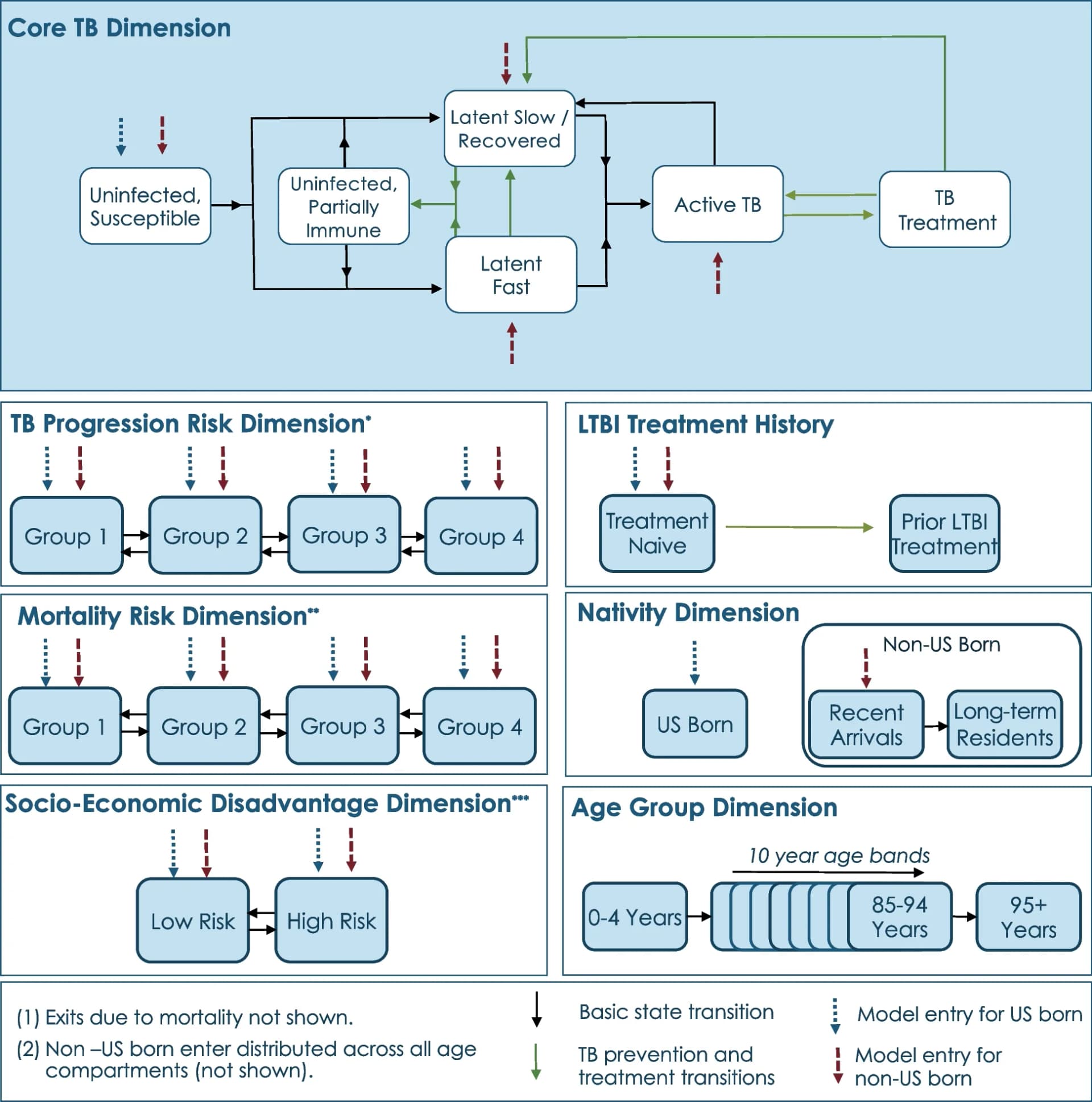 Open access visualization of Workflow, Flowchart, TB model, Transmission dynamics, Model compartments