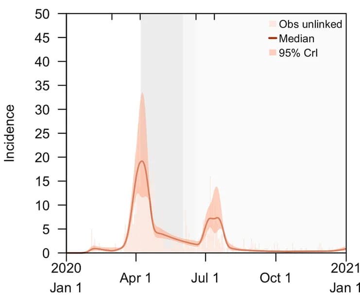 Open access visualization of Line Plot, Error Bars, COVID-19 Cases, SARS-CoV-2, Wild-type